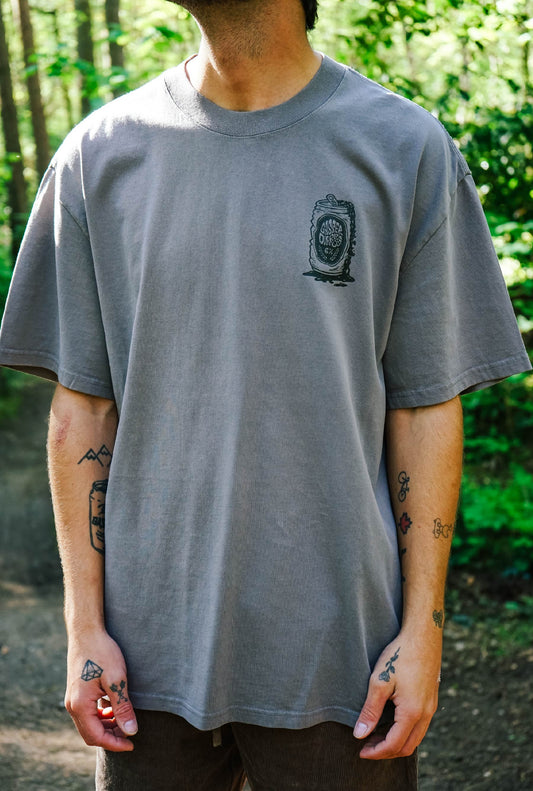 'FROTHY CAN' Faded Box Tee - Grey