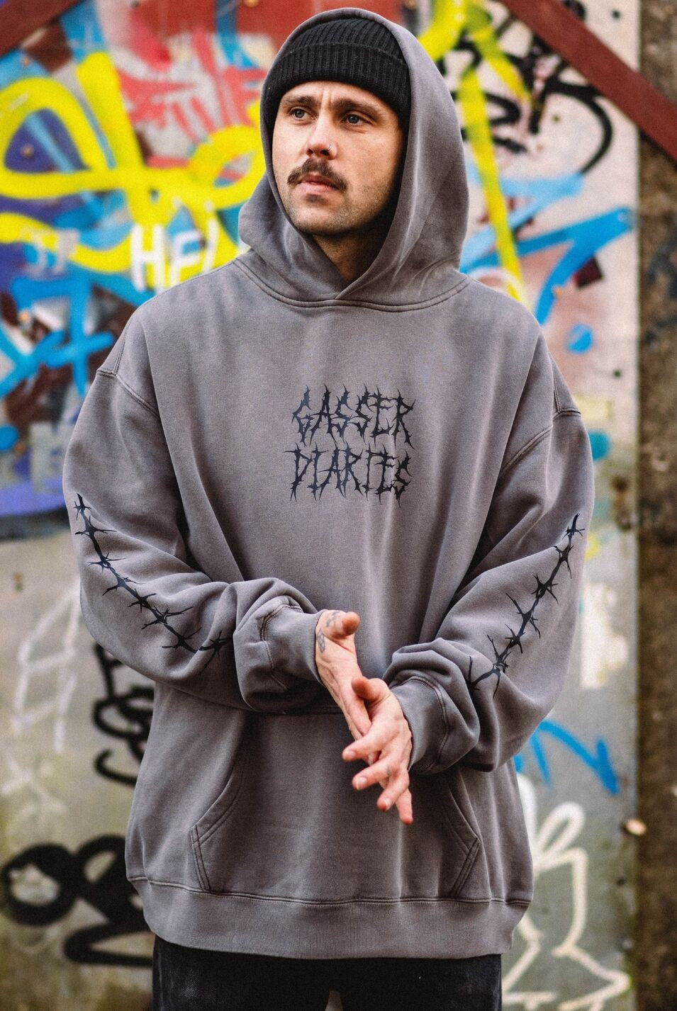 Ultra-Heavy Faded Hoodie - Grey