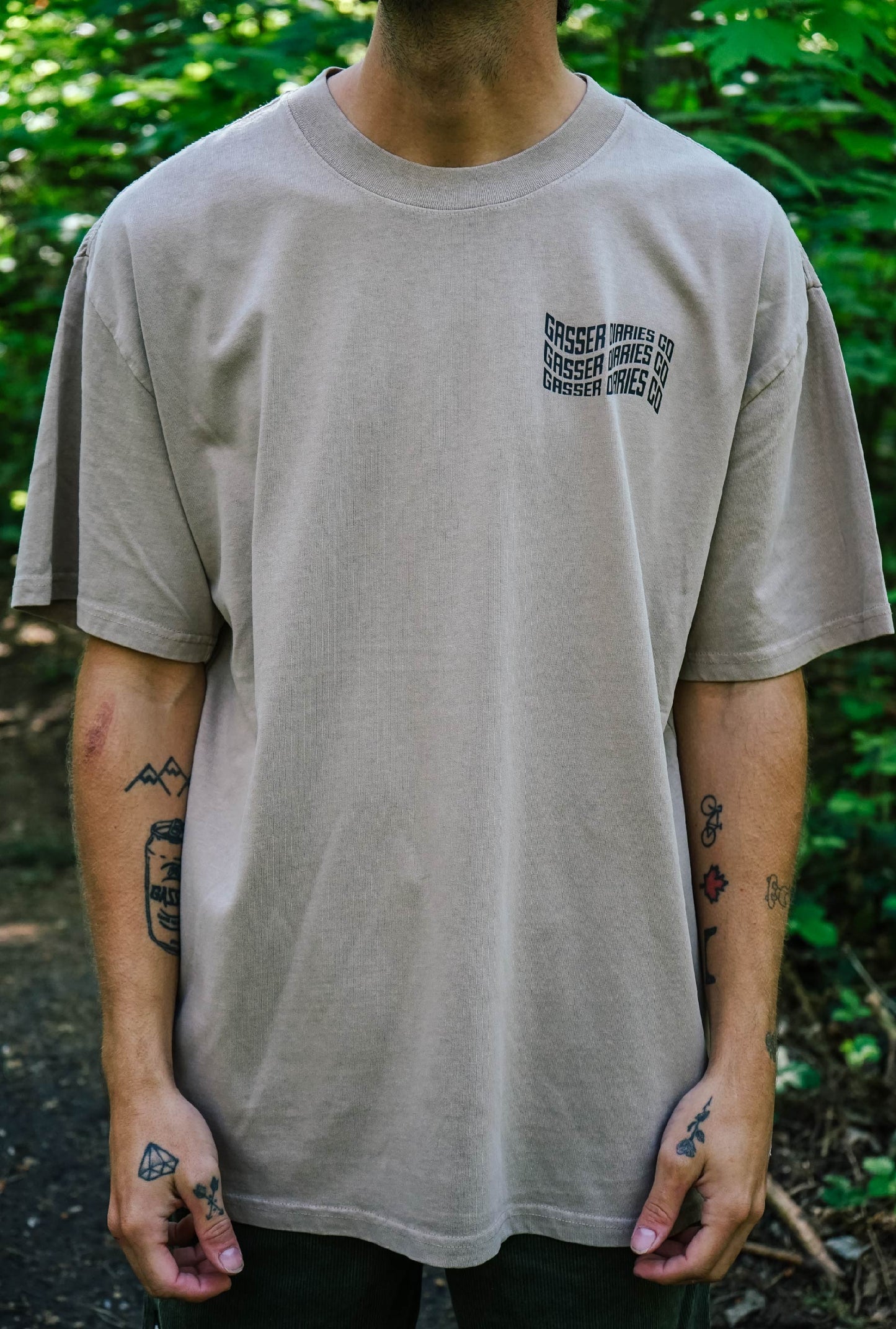 'WAVES' Faded Box Tee - Tan