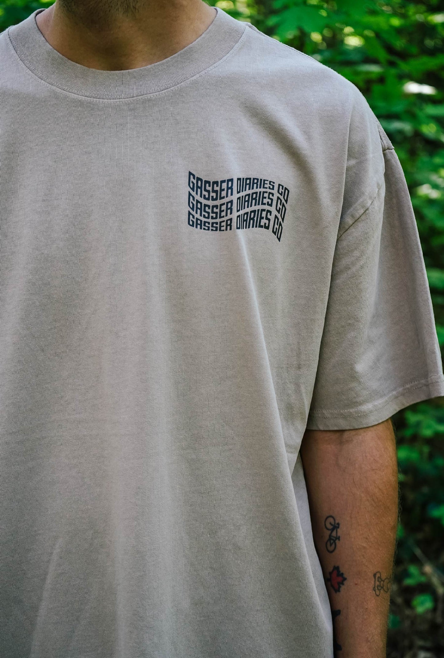 'WAVES' Faded Box Tee - Tan